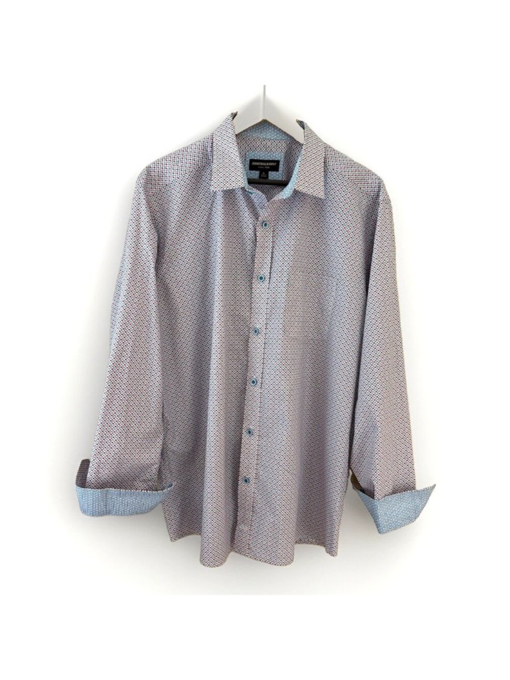 Johnson & Murphy Men's Button Up Shirt Size XL Blue Long Sleeve Flip Cuffs EUC